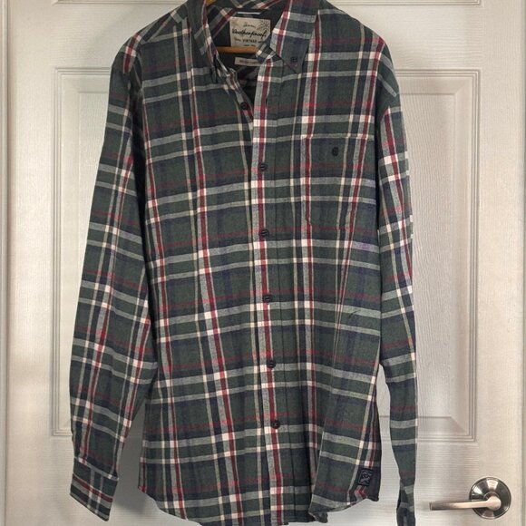 Original Weatherproof Vintage Long-sleeve Button-down Flannel in Green and Red - Picture 2 of 4